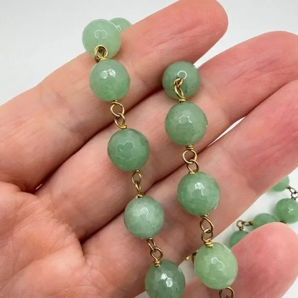 16" Chan Luu faceted 8mm, jadeite jade and gold over sterling silver necklace! - Picture 8 of 14